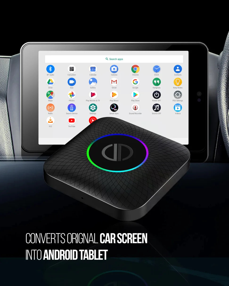 PRONOD AI Box Wireless Carplay Adapter | Stream YouTube, Netflix, Hotstar with Android Auto Wireless Adapter in Car Screen | Qualcomm Octacore, Android 13-4GB+64GB | Supports 4G Sim- Plug and Play
