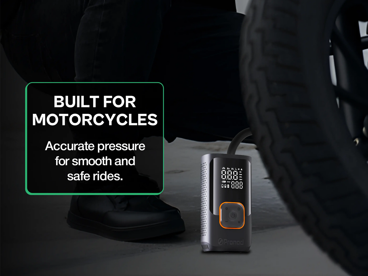 Pronod Portable Tyre Inflator for Car and Bike | Tyre Inflator Kit Works |LED Display, 150 PSI, 4000 Mah Battery, Fast Inflation Pressure Detection air Pump Compressor for Cycles, Balls -12m Warranty