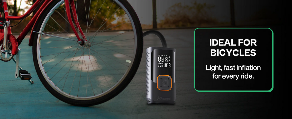 Pronod Portable Tyre Inflator for Car and Bike | Tyre Inflator Kit Works |LED Display, 150 PSI, 4000 Mah Battery, Fast Inflation Pressure Detection air Pump Compressor for Cycles, Balls -12m Warranty