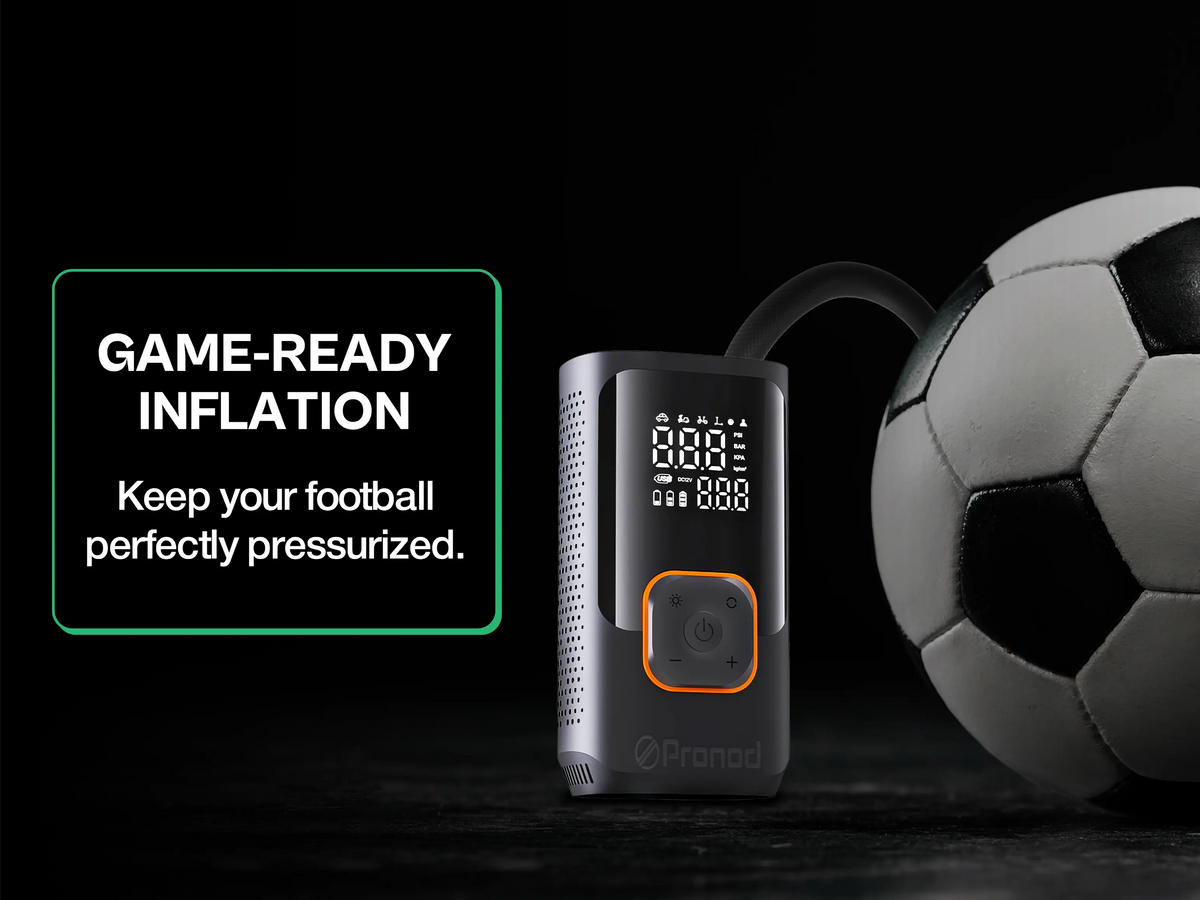Pronod Portable Tyre Inflator for Car and Bike | Tyre Inflator Kit Works |LED Display, 150 PSI, 4000 Mah Battery, Fast Inflation Pressure Detection air Pump Compressor for Cycles, Balls -12m Warranty