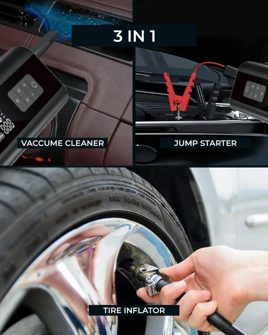 Pronod Portable Air Compressor for Car Tires, 150 PSI Cordless Tire Inflator Pump with Digital Pressure Gauge, Power Bank & LED Emergency Light, Electric Air Pump for Car, Bike, Motorcycle, Bicycle
