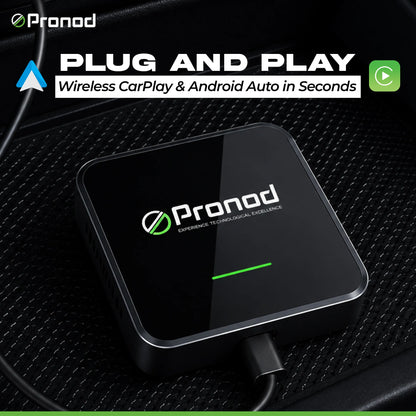 PRONOD VORTEX Wireless CarPlay AI Box | Android 13 | Qualcomm Snapdragon SM6225 Octa-Core | 4GB RAM + 64GB ROM | Wireless Apple CarPlay & Android Auto | Plug & Play | Supports OTT Apps & GPS