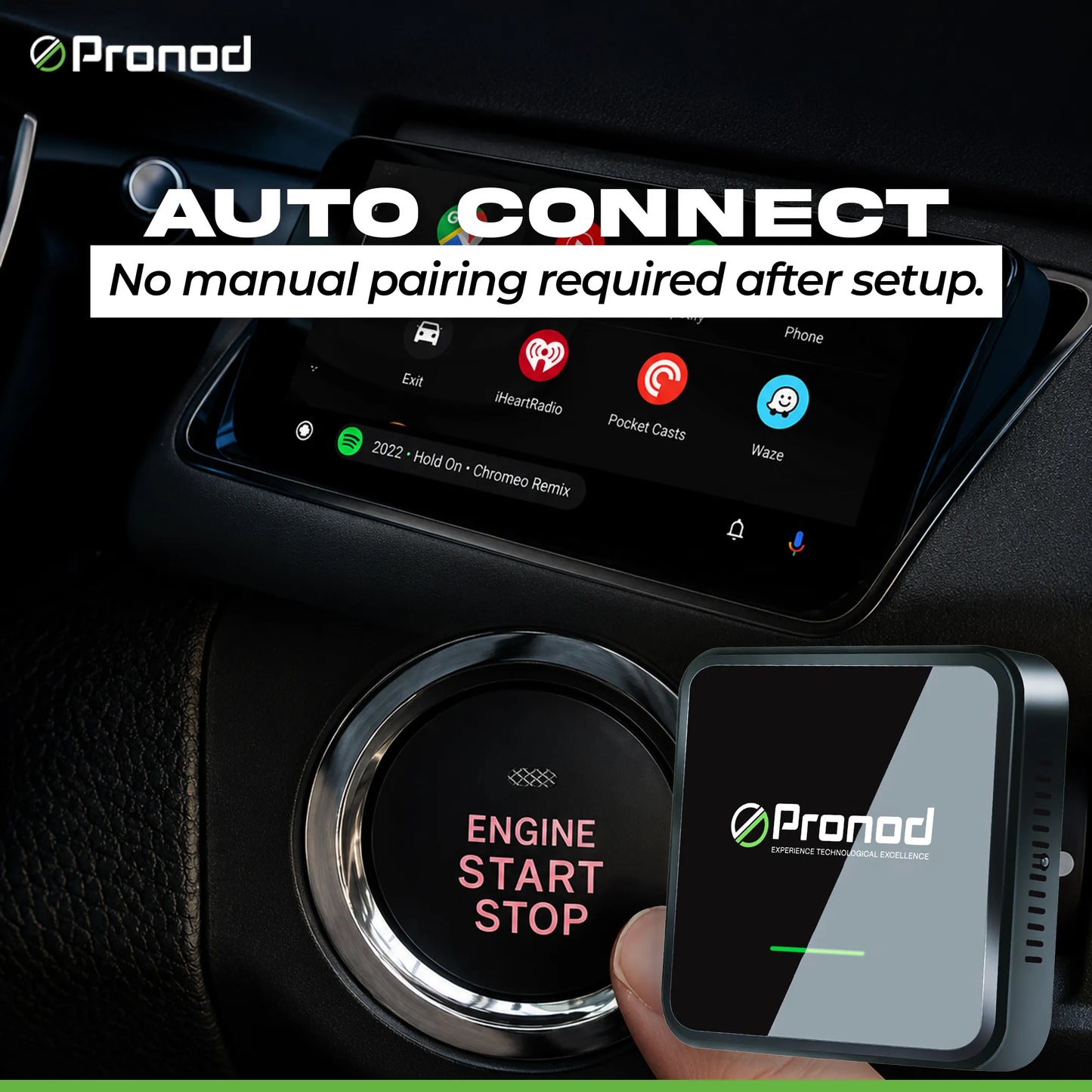 PRONOD VORTEX Wireless CarPlay AI Box | Android 13 | Qualcomm Snapdragon SM6225 Octa-Core | 4GB RAM + 64GB ROM | Wireless Apple CarPlay & Android Auto | Plug & Play | Supports OTT Apps & GPS