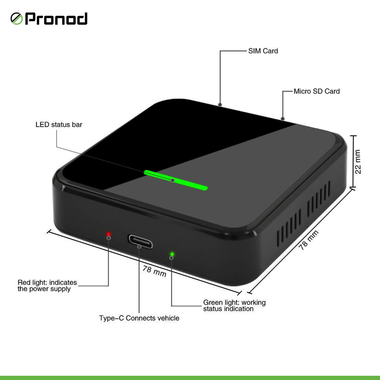 PRONOD VORTEX Wireless CarPlay AI Box | Android 13 | Qualcomm Snapdragon SM6225 Octa-Core | 4GB RAM + 64GB ROM | Wireless Apple CarPlay & Android Auto | Plug & Play | Supports OTT Apps & GPS