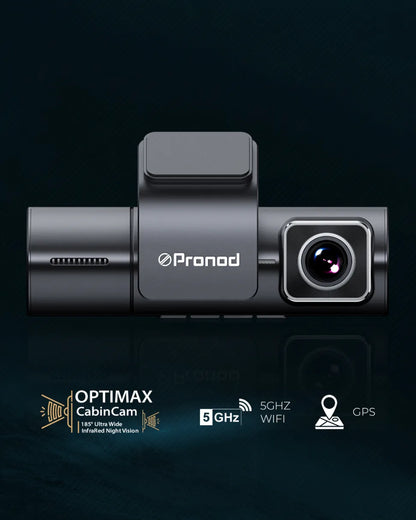 PRONOD 4K 3 Channel Dash Cam for Car Front, Rear & Cabin | UHD Dashcam with GPS, WiFi App Control & Night Vision | 3.2” IPS Screen, Built-in Mic, 24H Parking Monitor | Supports 512GB