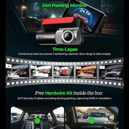 PRONOD Car Dash Camera Front and Rear | 2K + 1K Dual Recording | WiFi Dashcam with App, 3" IPS Display, Built-in Mic, Night Vision, G-Sensor | 24H Parking Mode | Supports 512GB
