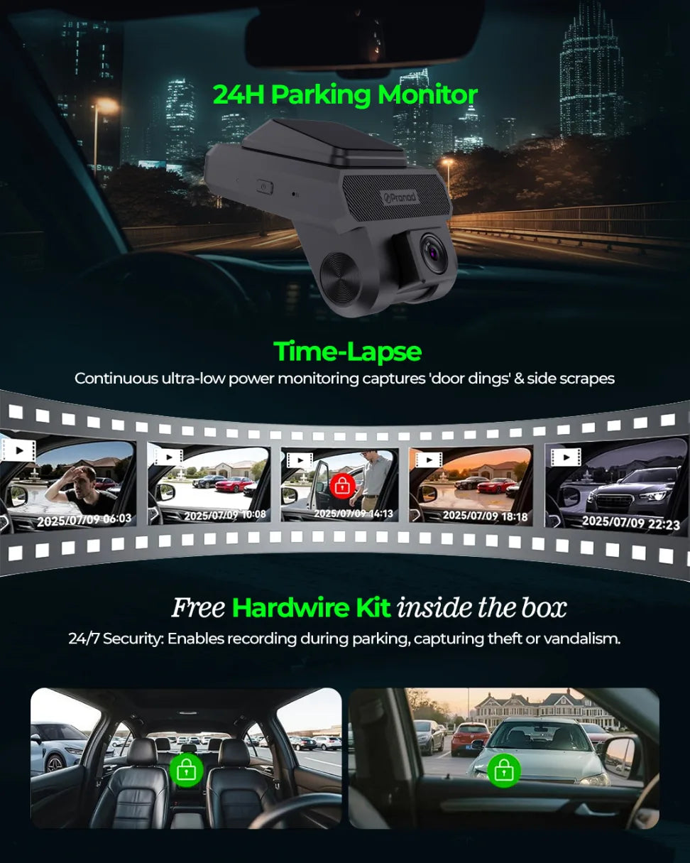 PRONOD 4GX 1K+720P+720P Dash Cam for Car Front and Rear | Dashcam for Car with Mic | Night Vision, G-Sensor, ADAS | SOS Button, Driver Monitoring System | Live GPS Tracking, Supports 512GB