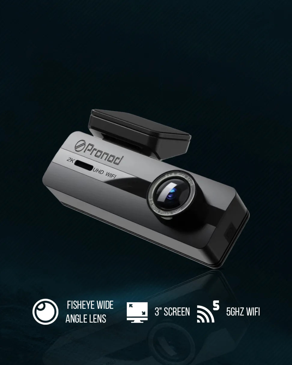 PRONOD 2K UHD Dash Cam for Cars with WiFi App Control, 1.5” Display, Night Vision, Parking Monitor, Motion Detection, G-Sensor & Loop Recording, Supports 128GB SD Card – Car Dashboard Camera