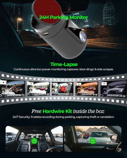 PRONOD 360° Rotatable Dash Cam for Car Front (1080P) | Dashcam for Car with Mic, 1080p Full HD Resolution, Night Vision, WiFi App and Voice Control, G-Sensor, Supports 128GB