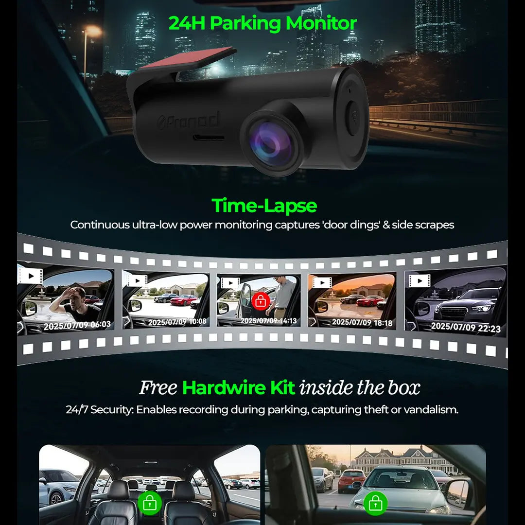 PRONOD PRO Z-2K Dash Cam for Car Front Only | 360° Rotatable Dashcam for Car with Mic | Night Vision, WiFi App Control, G-Sensor | 24H Parking Mode, Supports 128GB | Free Hardwire Kit