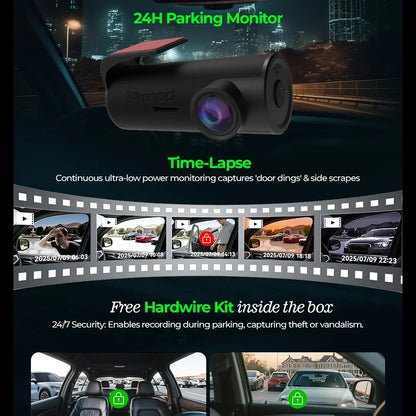 PRONOD PRO Z-2K Dash Cam for Car Front Only | 360° Rotatable Dashcam for Car with Mic | Night Vision, WiFi App Control, G-Sensor | 24H Parking Mode, Supports 128GB | Free Hardwire Kit