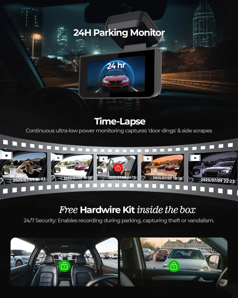 PRONOD 3K (2K+1K) Dash Cam for Car Front and Rear | Dashcam for Car with Mic | AI Voice Control, ADAS, Sensor, GPS Tracking, WiFi App, 24H Parking Mode, Supports 512GB (X2)