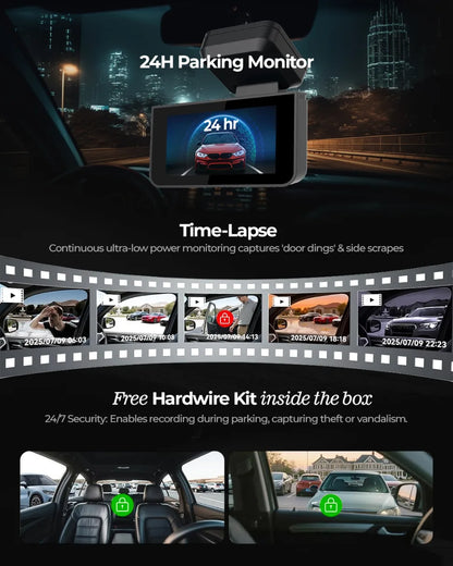 PRONOD 3K (2K+1K) Dash Cam for Car Front and Rear | Dashcam for Car with Mic | AI Voice Control, ADAS, Sensor, GPS Tracking, WiFi App, 24H Parking Mode, Supports 512GB (X2)
