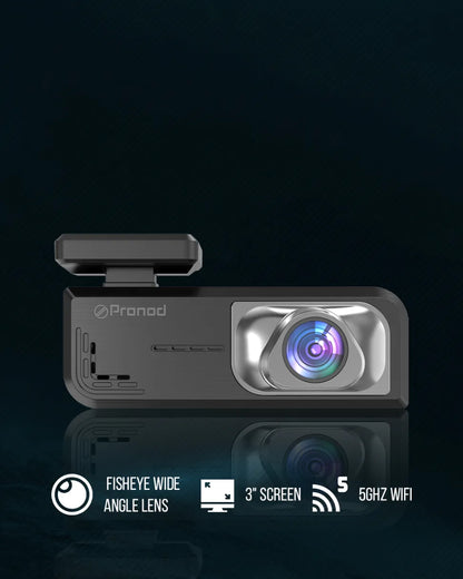 PRONOD Dashcam for Car | 1.5” Screen Night Vision, WiFi & App Control | G-Sensor, 24/7 Parking Mode, Loop Recording, Time-Lapse | Built-in Mic, 170° Wide Angle | Supports 512GB | Free Hardwire Kit