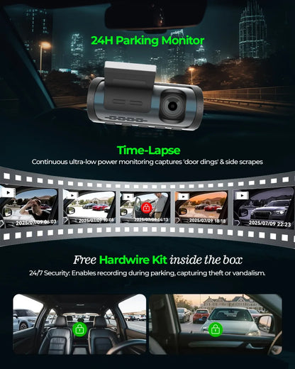 PRONOD Dual Dash Cam for Car Front and Rear 4K + 1K | 3.18" IPS Touch Screen Car Dash Camera with ADAS, GPS, Night Vision, WiFi App Control | G-Sensor, 24H Parking Mode, Supports 512GB