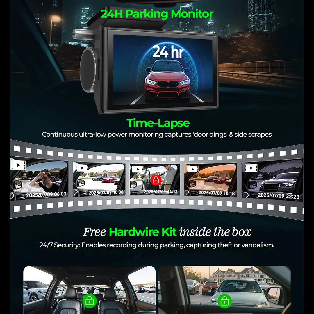 PRONOD 4K+2.5K Dash Cam for Car Front and Rear | Dashcam for Car with Mic, 3" Touch Screen, ADAS, GPS Tracking, Night Vision, WiFi App Control, 24H Parking Mode, Supports 512GB | Free Hardwire Kit