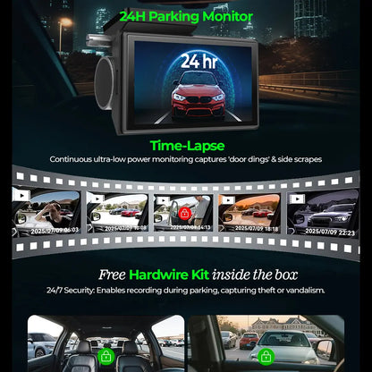 PRONOD 4K+2.5K Dash Cam for Car Front and Rear | Dashcam for Car with Mic, 3" Touch Screen, ADAS, GPS Tracking, Night Vision, WiFi App Control, 24H Parking Mode, Supports 512GB | Free Hardwire Kit