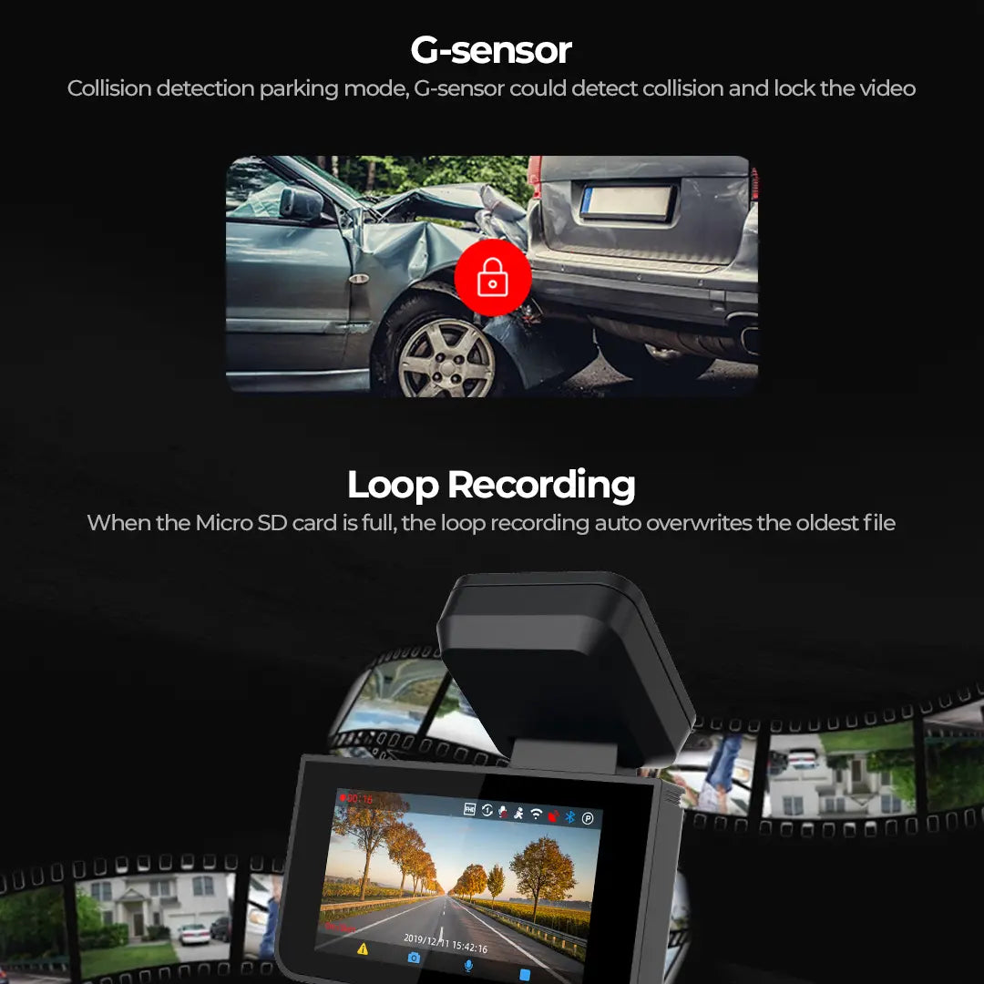 PRONOD 3K (2K+1K) Dash Cam for Car Front and Rear | Dashcam for Car with Mic | AI Voice Control, ADAS, Sensor, GPS Tracking, WiFi App, 24H Parking Mode, Supports 512GB (X2)