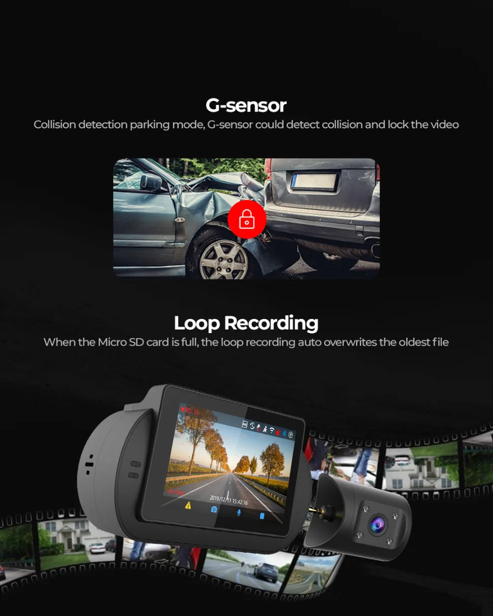PRONOD 6K Triple Dash Cam for Car Front and Rear | Dashcam for Car with Mic | AI Voice Control, ADAS, 2.45" Display, Sony Starvis 2 Sensor, GPS Tracking, WiFi App, 24H Parking Mode, Supports 512GB