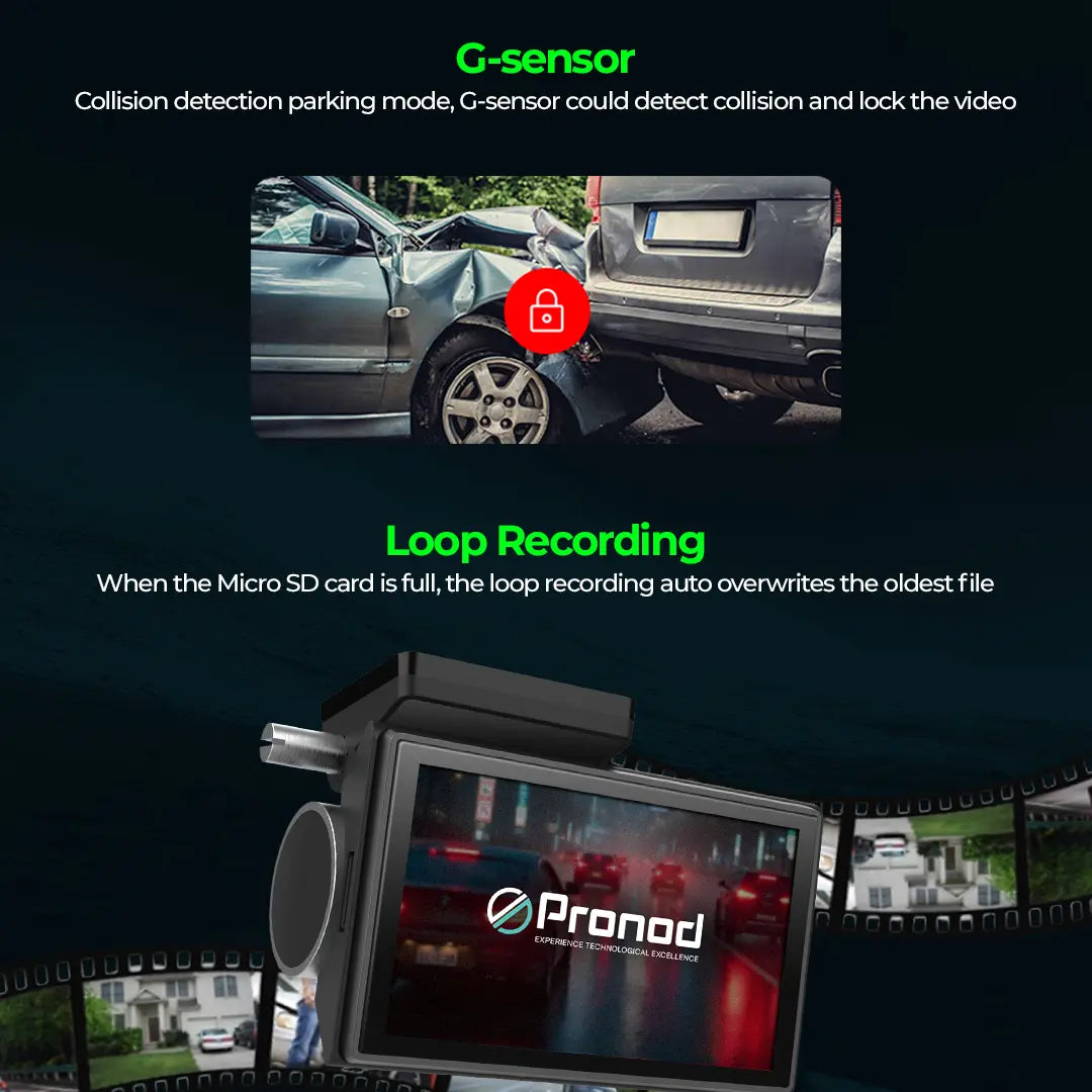 PRONOD 4K+2.5K Dash Cam for Car Front and Rear | Dashcam for Car with Mic, 3" Touch Screen, ADAS, GPS Tracking, Night Vision, WiFi App Control, 24H Parking Mode, Supports 512GB | Free Hardwire Kit