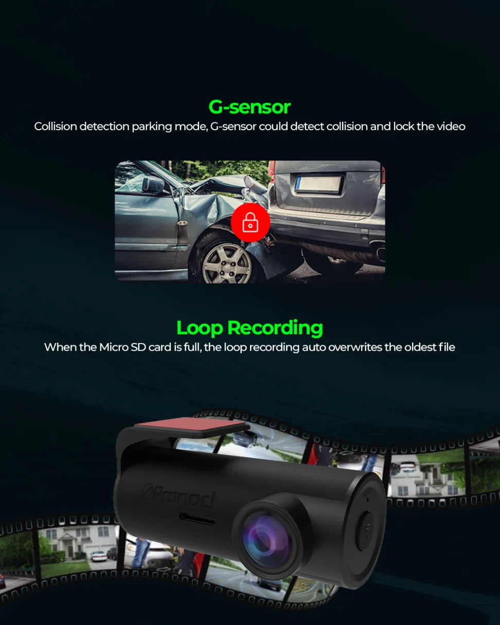 PRONOD PRO Z-2K Dash Cam for Car Front Only | 360° Rotatable Dashcam for Car with Mic | Night Vision, WiFi App Control, G-Sensor | 24H Parking Mode, Supports 128GB | Free Hardwire Kit