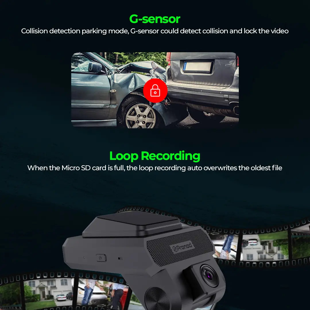 PRONOD 4GX 1K+720P+720P Dash Cam for Car Front and Rear | Dashcam for Car with Mic | Night Vision, G-Sensor, ADAS | SOS Button, Driver Monitoring System | Live GPS Tracking, Supports 512GB