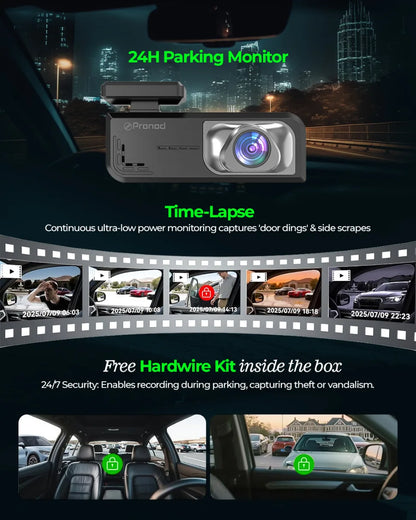 PRONOD Dashcam for Car | 1.5” Screen Night Vision, WiFi & App Control | G-Sensor, 24/7 Parking Mode, Loop Recording, Time-Lapse | Built-in Mic, 170° Wide Angle | Supports 512GB | Free Hardwire Kit