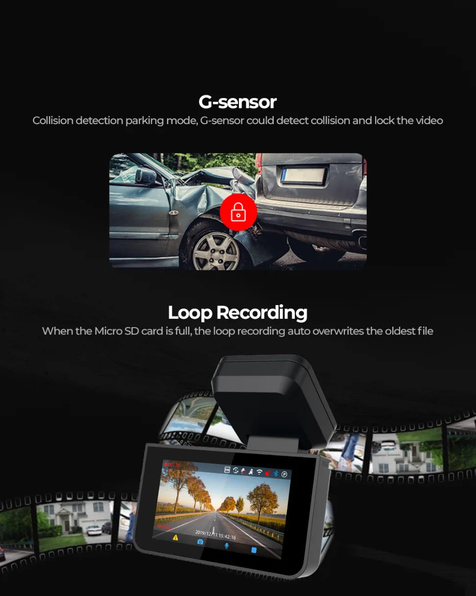 PRONOD 3K (2K+1K) Dash Cam for Car Front and Rear | Dashcam for Car with Mic | AI Voice Control, ADAS, Sensor, GPS Tracking, WiFi App, 24H Parking Mode, Supports 512GB (X2)