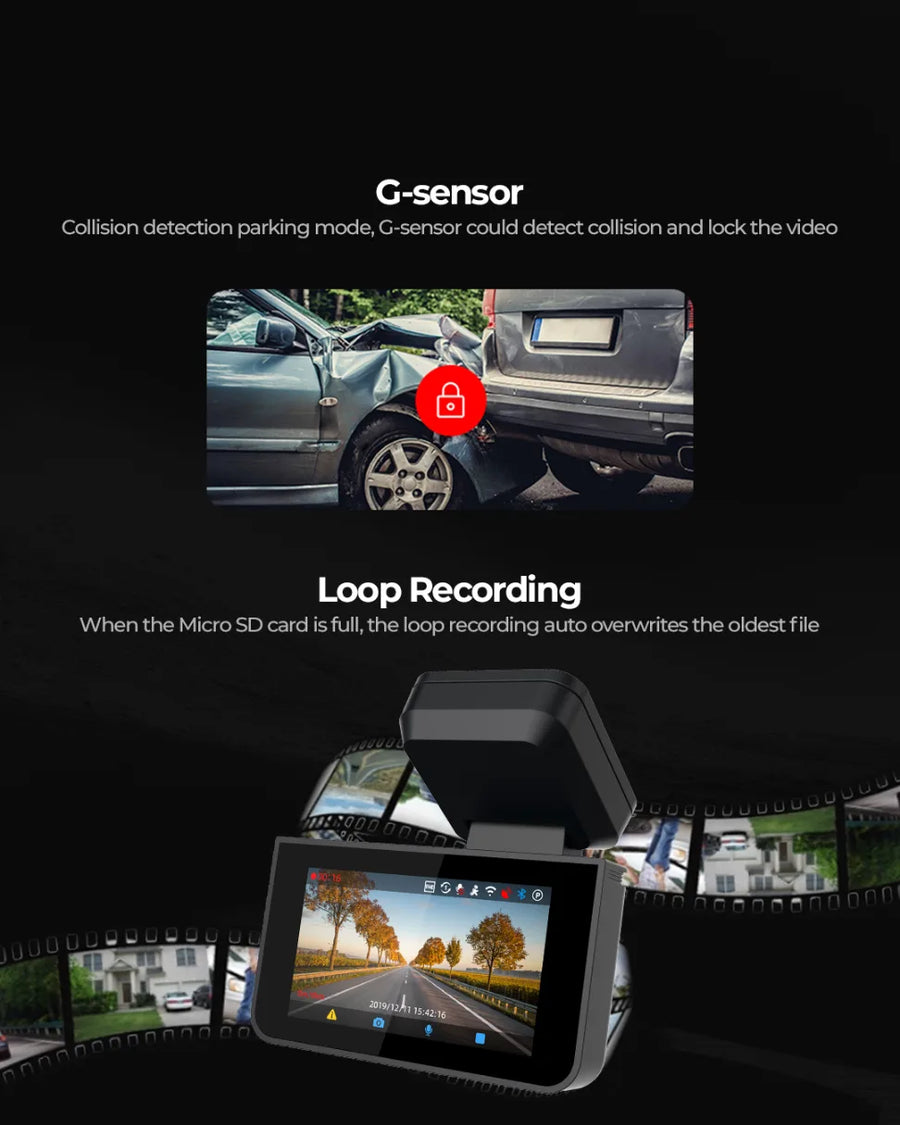 PRONOD 3K (2K+1K) Dash Cam for Car Front and Rear | Dashcam for Car with Mic | AI Voice Control, ADAS, Sensor, GPS Tracking, WiFi App, 24H Parking Mode, Supports 512GB (X2)