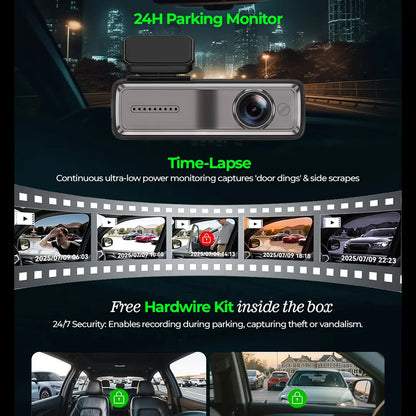 PRONOD 2K Dash Cam for Car | Dashcam for Car with Mic- Full HD Resolution, Night Vision, WiFi App Control, G-Sensor, 24H Parking Mode, Loop Recording,- Supports 128GB, Free Hardware Kit