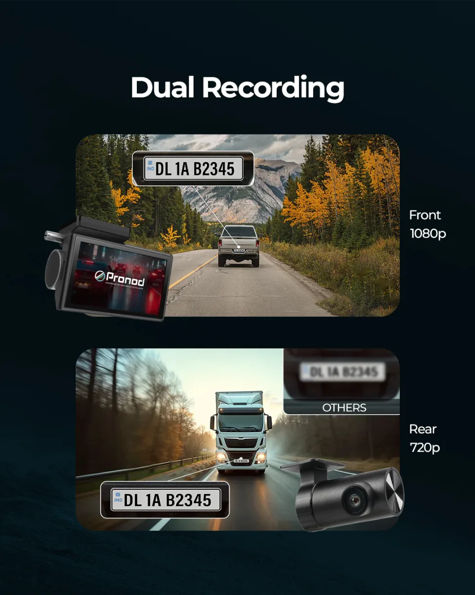PRONOD 4K+2.5K Dash Cam for Car Front and Rear | Dashcam for Car with Mic, 3" Touch Screen, ADAS, GPS Tracking, Night Vision, WiFi App Control, 24H Parking Mode, Supports 512GB | Free Hardwire Kit