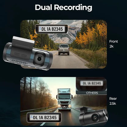 PRONOD Dual Dash Cam for Car Front and Rear 4K + 1K | 3.18" IPS Touch Screen Car Dash Camera with ADAS, GPS, Night Vision, WiFi App Control | G-Sensor, 24H Parking Mode, Supports 512GB