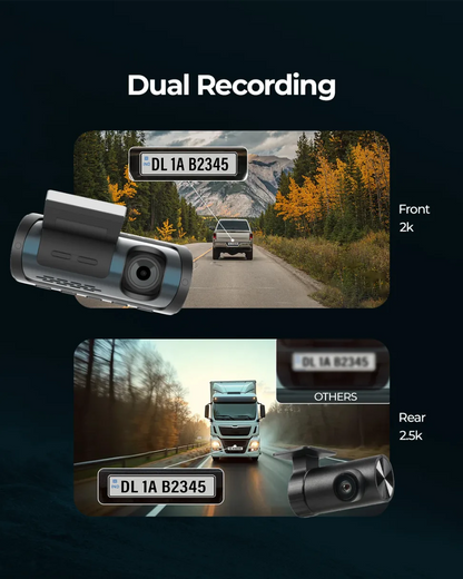 PRONOD Dual Dash Cam for Car Front and Rear 4K + 1K | 3.18" IPS Touch Screen Car Dash Camera with ADAS, GPS, Night Vision, WiFi App Control | G-Sensor, 24H Parking Mode, Supports 512GB