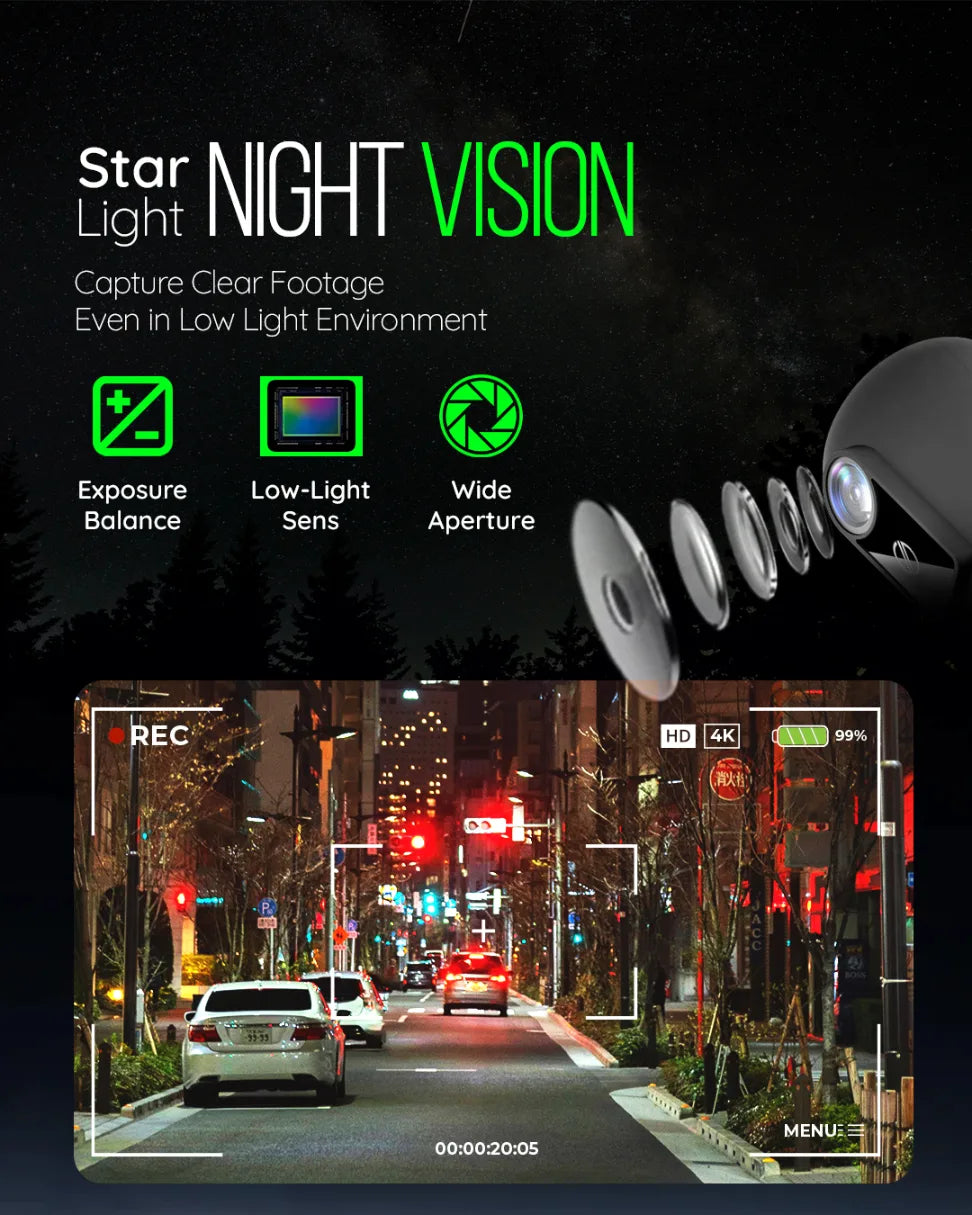 PRONOD 360° Rotatable Dash Cam for Car Front (1080P) | Dashcam for Car with Mic, 1080p Full HD Resolution, Night Vision, WiFi App and Voice Control, G-Sensor, Supports 128GB