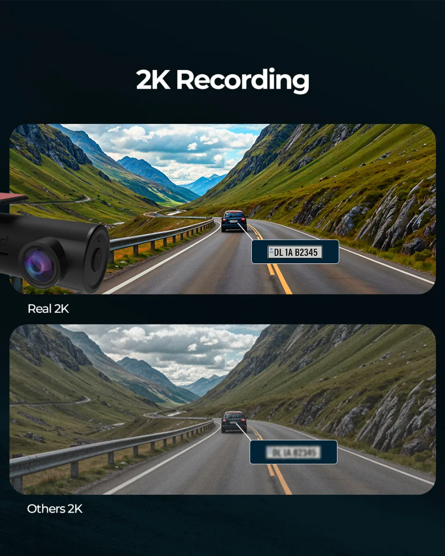 PRONOD PRO Z-2K Dash Cam for Car Front Only | 360° Rotatable Dashcam for Car with Mic | Night Vision, WiFi App Control, G-Sensor | 24H Parking Mode, Supports 128GB | Free Hardwire Kit