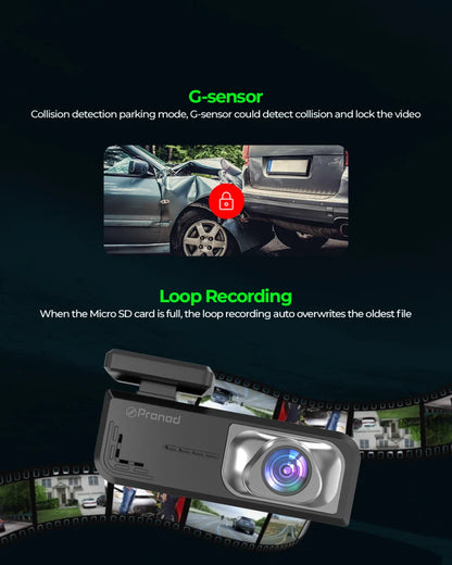PRONOD Dashcam for Car | 1.5” Screen Night Vision, WiFi & App Control | G-Sensor, 24/7 Parking Mode, Loop Recording, Time-Lapse | Built-in Mic, 170° Wide Angle | Supports 512GB | Free Hardwire Kit