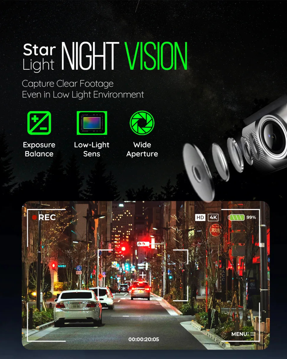PRONOD Car Dash Camera Front and Rear | 2K + 1K Dual Recording | WiFi Dashcam with App, 3" IPS Display, Built-in Mic, Night Vision, G-Sensor | 24H Parking Mode | Supports 512GB