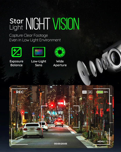 PRONOD Car Dash Camera Front and Rear | 2K + 1K Dual Recording | WiFi Dashcam with App, 3" IPS Display, Built-in Mic, Night Vision, G-Sensor | 24H Parking Mode | Supports 512GB
