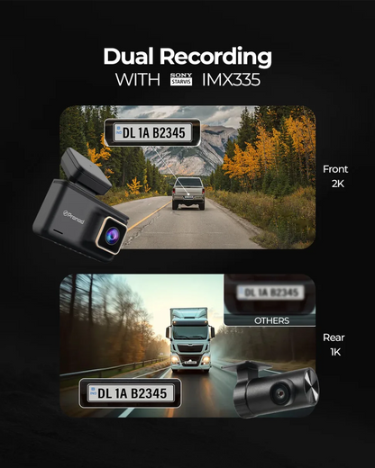 PRONOD 3K (2K+1K) Dash Cam for Car Front and Rear | Dashcam for Car with Mic | AI Voice Control, ADAS, Sensor, GPS Tracking, WiFi App, 24H Parking Mode, Supports 512GB (X2)