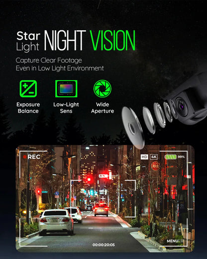 PRONOD 4GX 1K+720P+720P Dash Cam for Car Front and Rear | Dashcam for Car with Mic | Night Vision, G-Sensor, ADAS | SOS Button, Driver Monitoring System | Live GPS Tracking, Supports 512GB