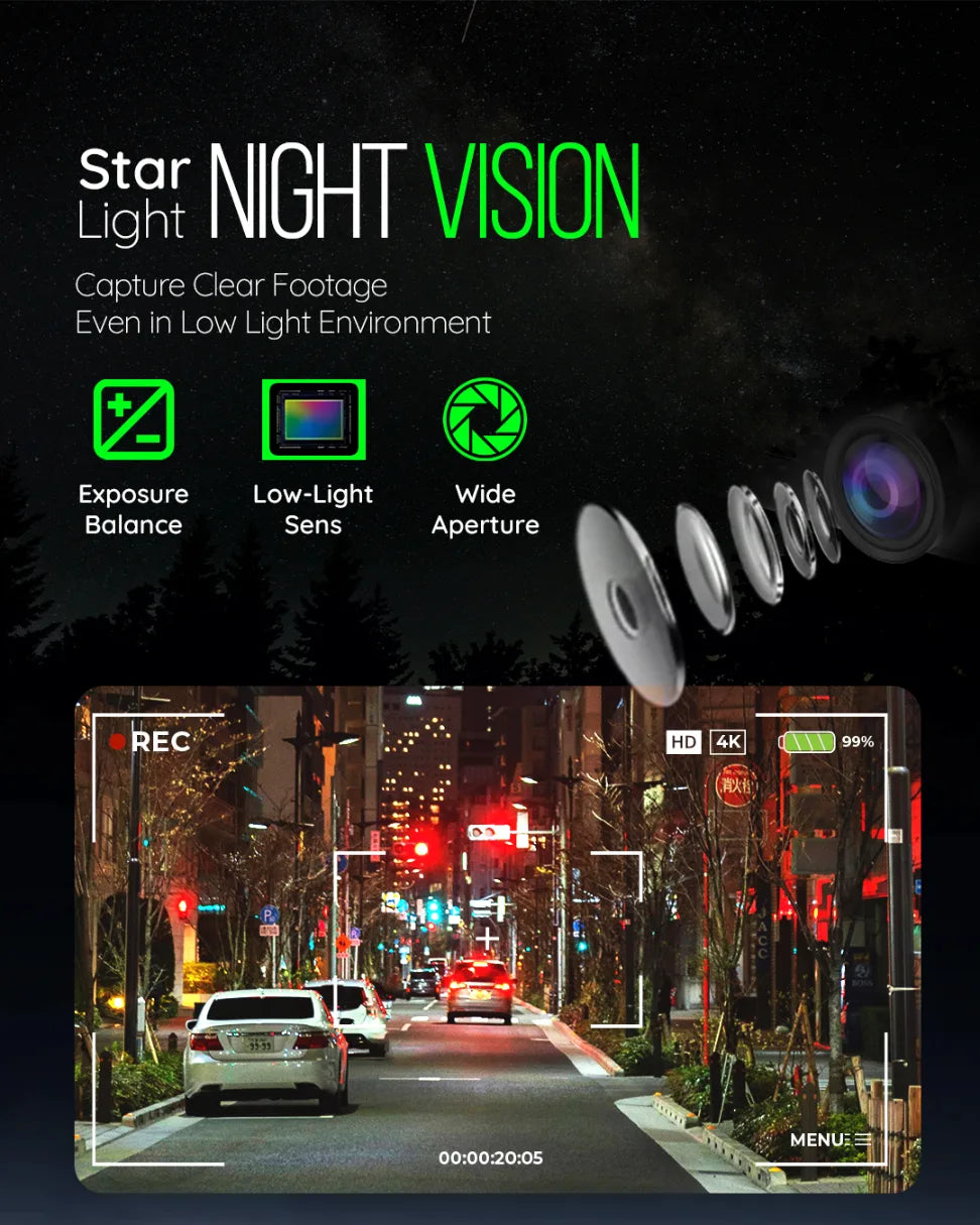 PRONOD PRO Z-2K Dash Cam for Car Front Only | 360° Rotatable Dashcam for Car with Mic | Night Vision, WiFi App Control, G-Sensor | 24H Parking Mode, Supports 128GB | Free Hardwire Kit