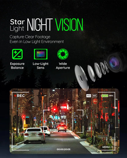 PRONOD PRO Z-2K Dash Cam for Car Front Only | 360° Rotatable Dashcam for Car with Mic | Night Vision, WiFi App Control, G-Sensor | 24H Parking Mode, Supports 128GB | Free Hardwire Kit