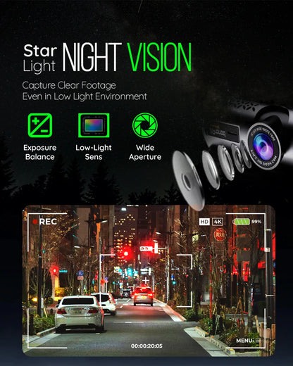 PRONOD Dash Cam for Car Front and Rear | Dashcam for Car with Mic | AI Voice Control, ADAS, Sensor, GPS Tracking, WiFi App, 24H Parking Mode, Supports 512GB (Pro_5GP)
