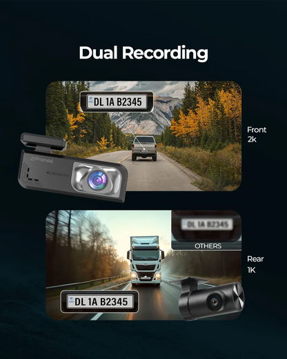 PRONOD Dashcam for Car | 1.5” Screen Night Vision, WiFi & App Control | G-Sensor, 24/7 Parking Mode, Loop Recording, Time-Lapse | Built-in Mic, 170° Wide Angle | Supports 512GB | Free Hardwire Kit