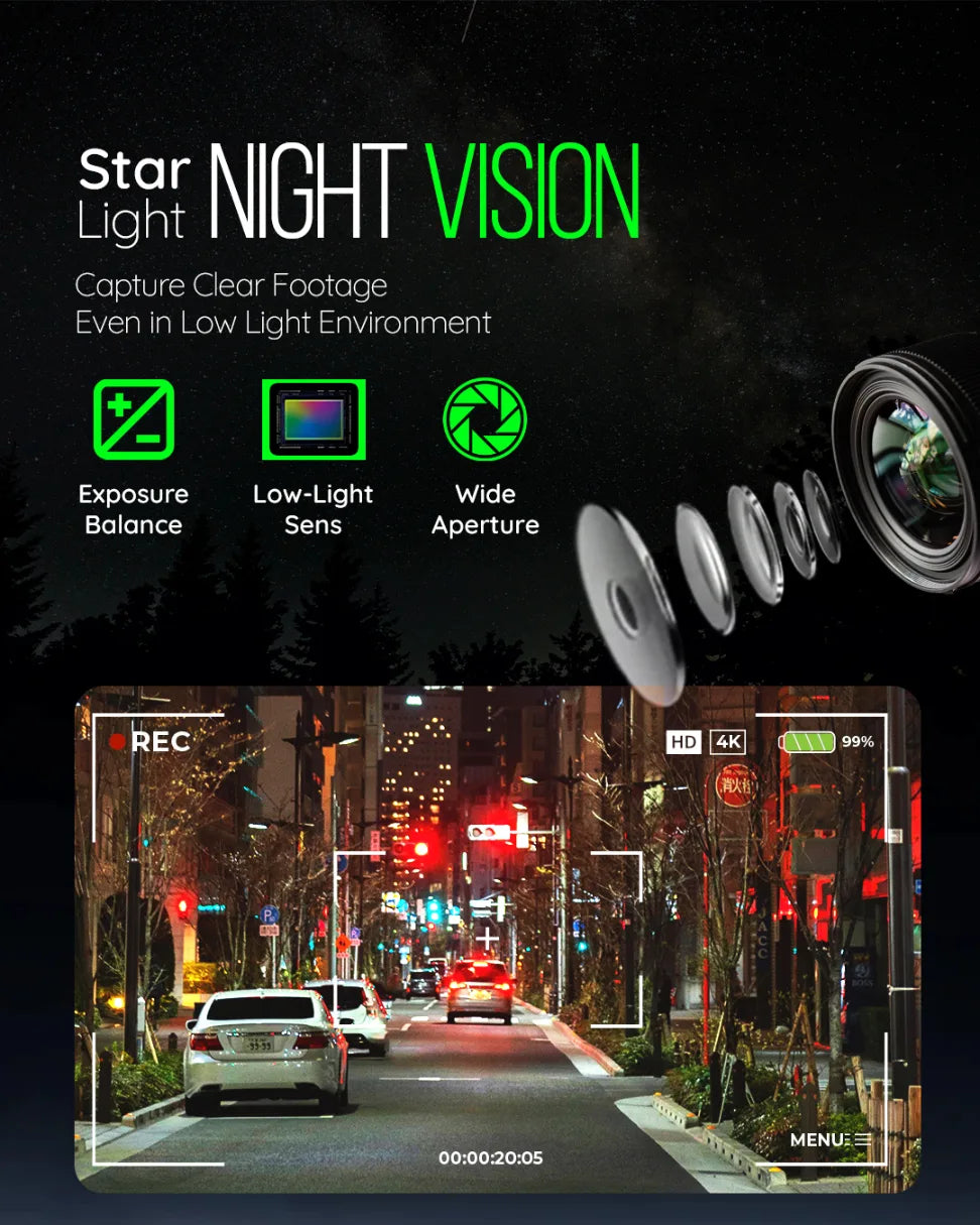 PRONOD 2K Dash Cam for Car | Dashcam for Car with Mic- Full HD Resolution, Night Vision, WiFi App Control, G-Sensor, 24H Parking Mode, Loop Recording,- Supports 128GB, Free Hardware Kit
