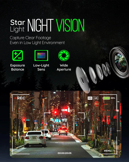 PRONOD Dashcam for Car | 1.5” Screen Night Vision, WiFi & App Control | G-Sensor, 24/7 Parking Mode, Loop Recording, Time-Lapse | Built-in Mic, 170° Wide Angle | Supports 512GB | Free Hardwire Kit