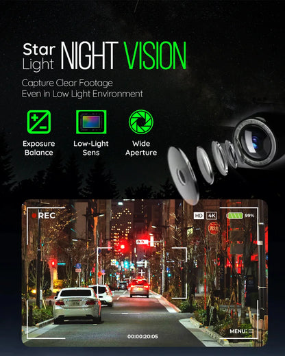 PRONOD 2K UHD Dash Cam for Cars with WiFi App Control, 1.5” Display, Night Vision, Parking Monitor, Motion Detection, G-Sensor & Loop Recording, Supports 128GB SD Card – Car Dashboard Camera