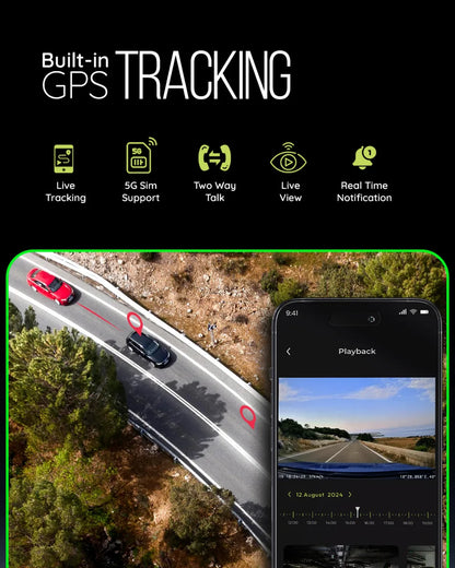 PRONOD 6K Triple Dash Cam for Car Front and Rear | Dashcam for Car with Mic | AI Voice Control, ADAS, 2.45" Display, Sony Starvis 2 Sensor, GPS Tracking, WiFi App, 24H Parking Mode, Supports 512GB