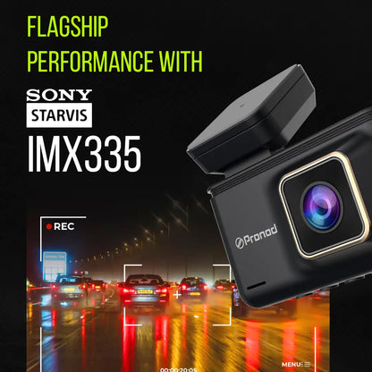 PRONOD 3K (2K+1K) Dash Cam for Car Front and Rear | Dashcam for Car with Mic | AI Voice Control, ADAS, Sensor, GPS Tracking, WiFi App, 24H Parking Mode, Supports 512GB (X2)