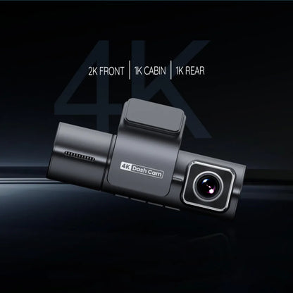 PRONOD 4K 3 Channel Dash Cam for Car Front, Rear & Cabin | UHD Dashcam with GPS, WiFi App Control & Night Vision | 3.2” IPS Screen, Built-in Mic, 24H Parking Monitor | Supports 512GB